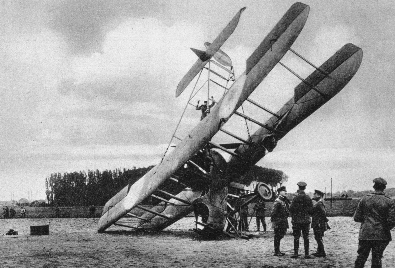 En britisk Vickers Vimy biplan, styrtede ned sydvest for Lille, Frankrig, Første Verdenskrig, 1917 af Unbekannt