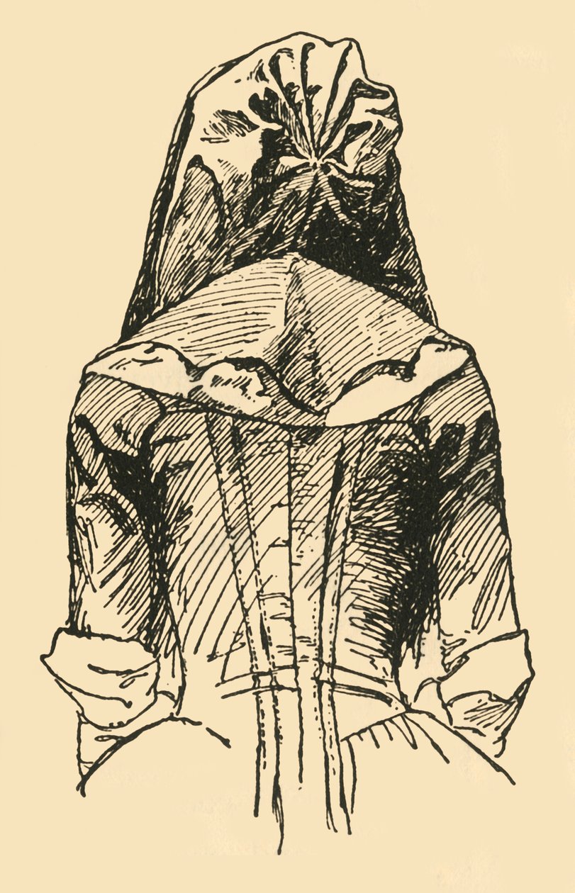 En Camlet Hood, taget fra en original beklædningsgenstand, c1702, 1937. af Unbekannt