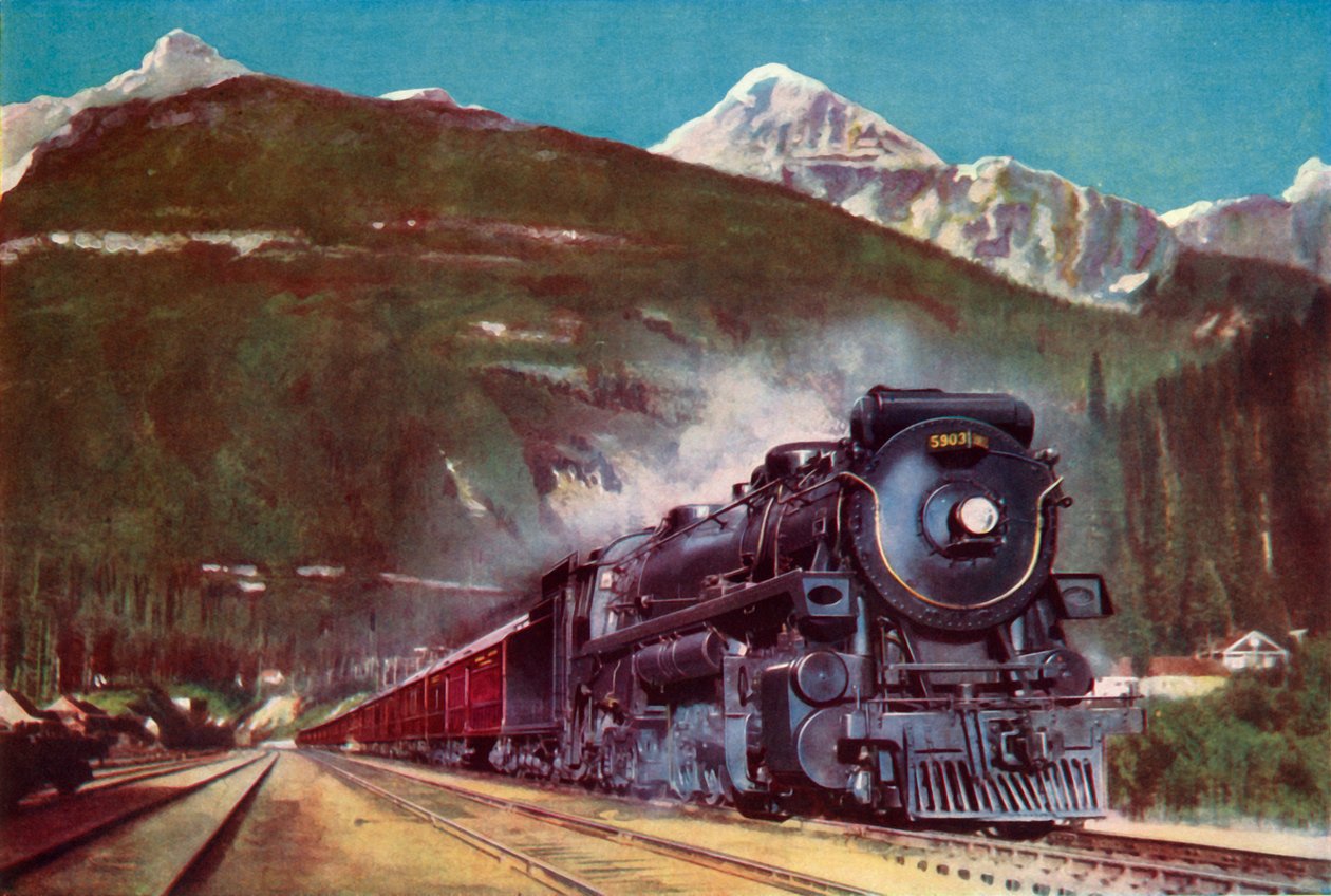 En canadisk Pacific Railway Giant ved foden af Rockies, 1935. af Unbekannt