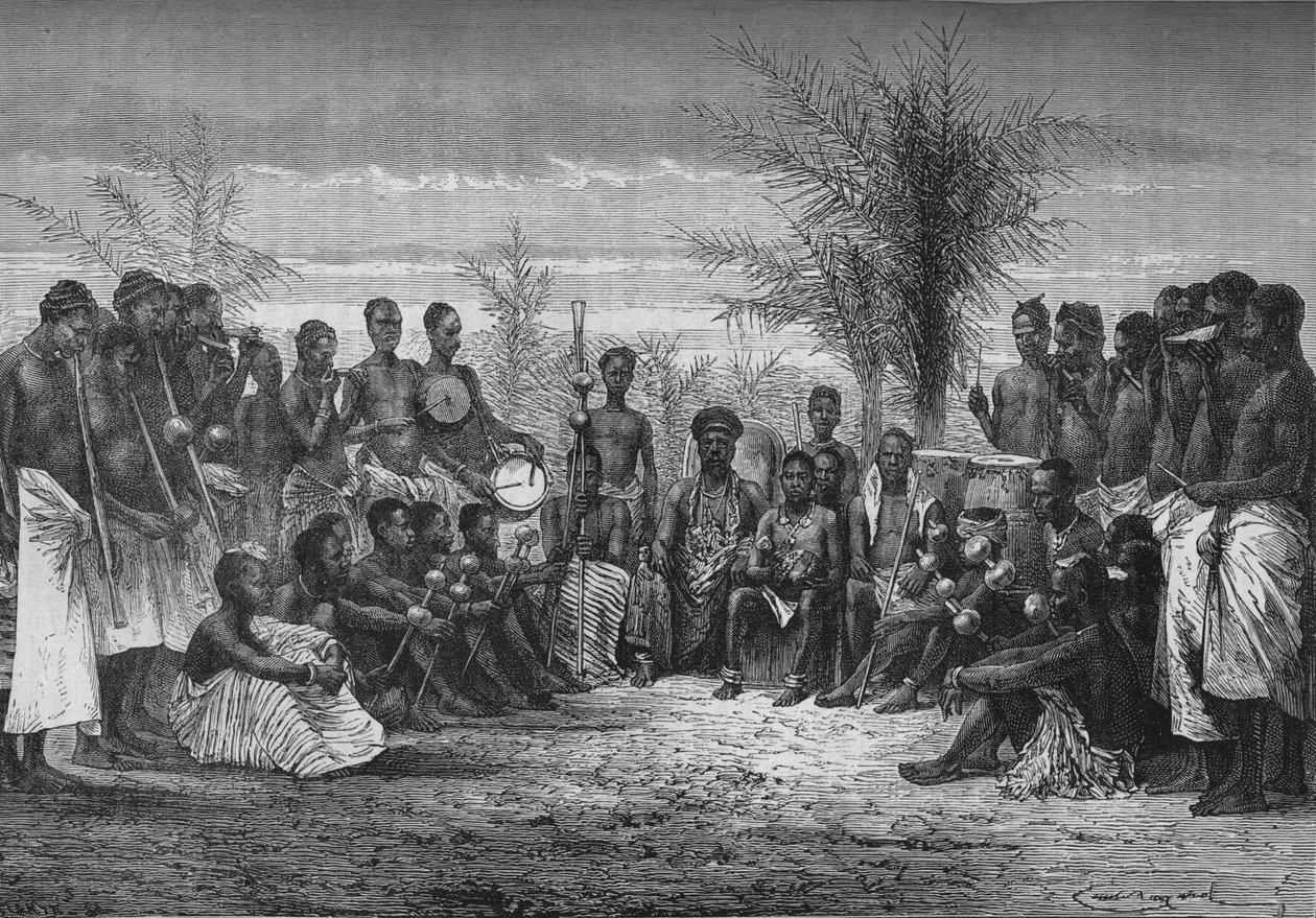 En Cape Coast Konge og hans Hof, c1880 af Unbekannt