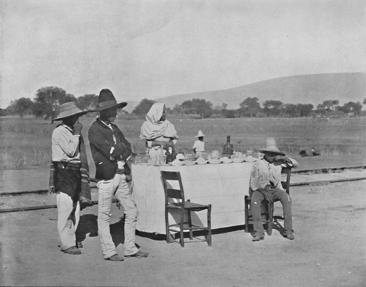 En kaffestand på den mexicanske centraljernbane, 1800-tallet af Unbekannt