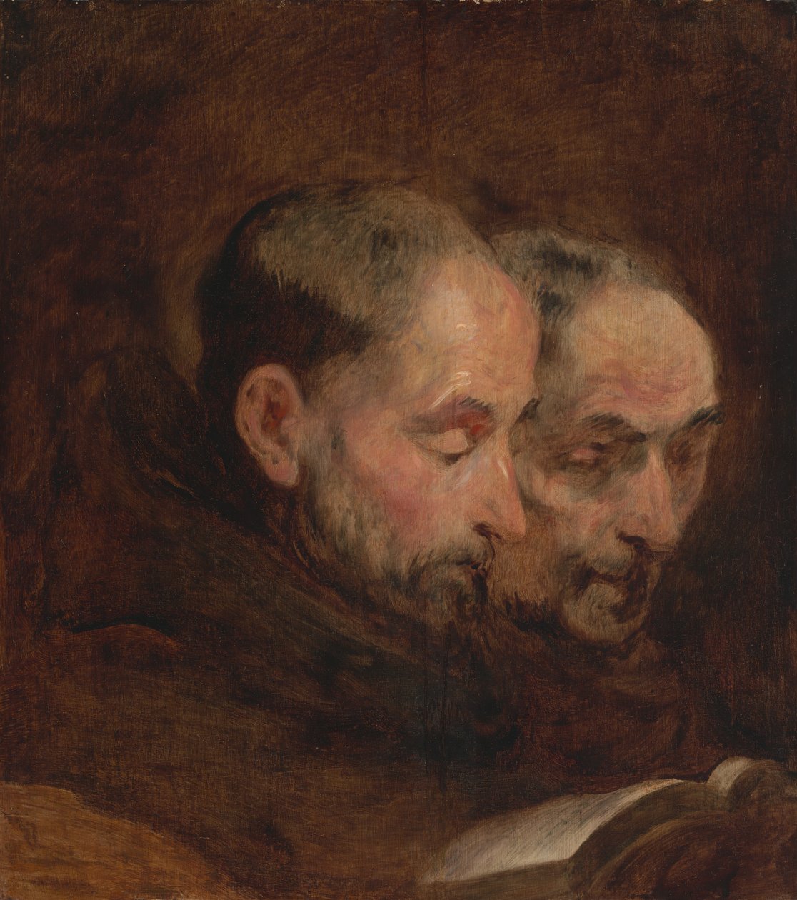 En kopi efter et maleri traditionelt tilskrevet Van Dyck fra Two Monks Reading, slutningen af det 18. århundrede af Unbekannt