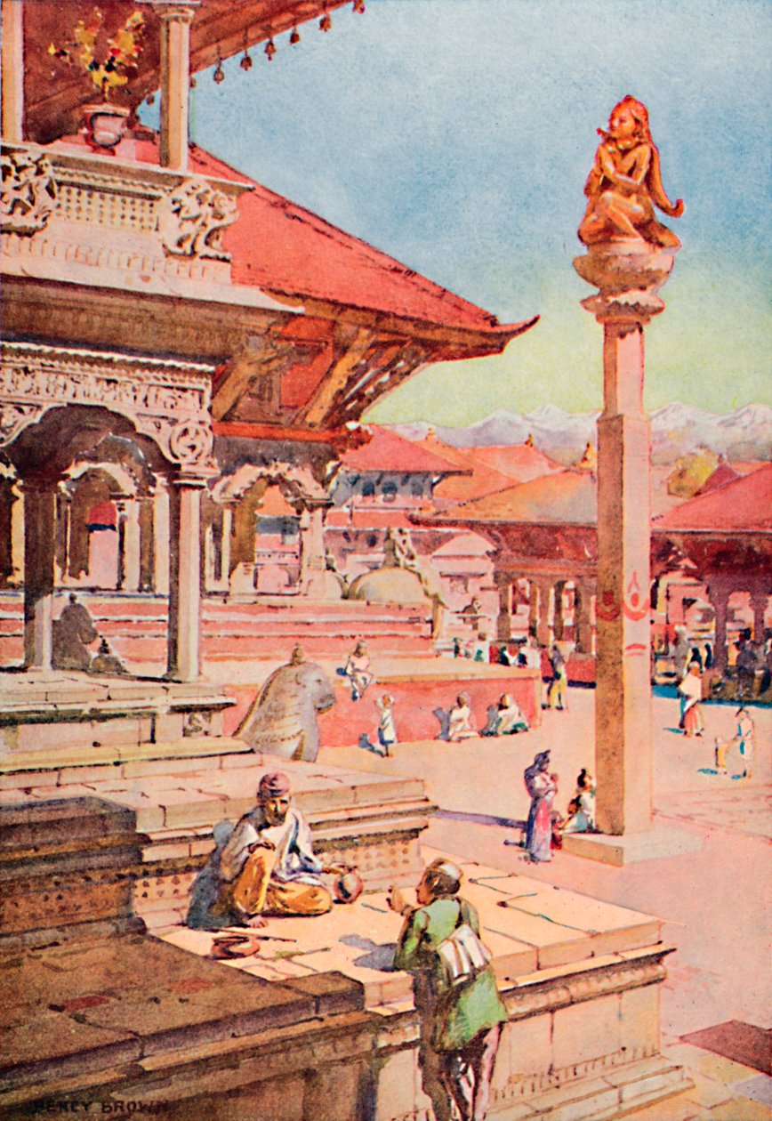 Et hjørne af Durbar-pladsen, Patan, Nepal, 1913 af Unbekannt