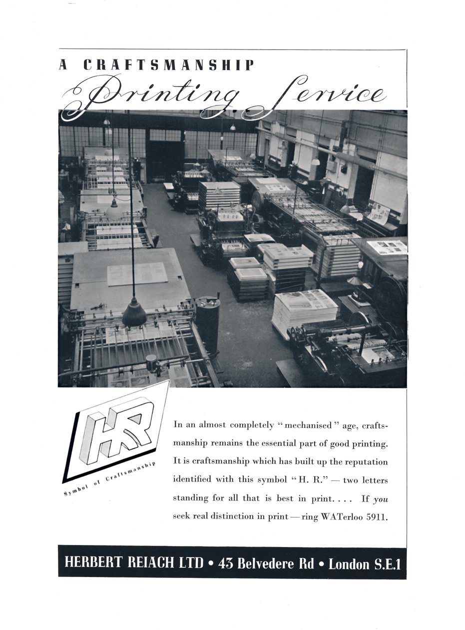 A Craftsmanship Printing Service - Herbert Reiach Ltd, 1939 af Unbekannt