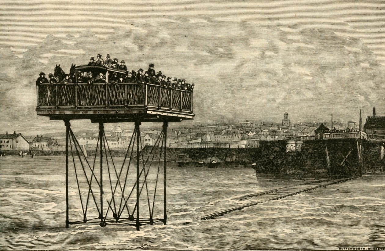 En nysgerrig rullende bro, 1882. af Unbekannt