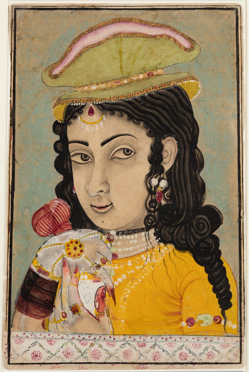 En europæisk dame med en flaske og en kop, ca. 1710-20. af Unbekannt