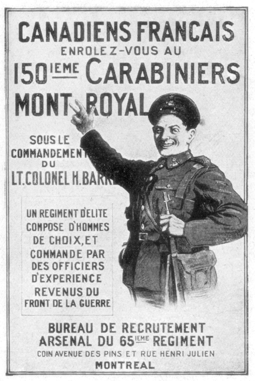 En fransk canadisk hær rekrutteringsplakat, 1914 af Unbekannt