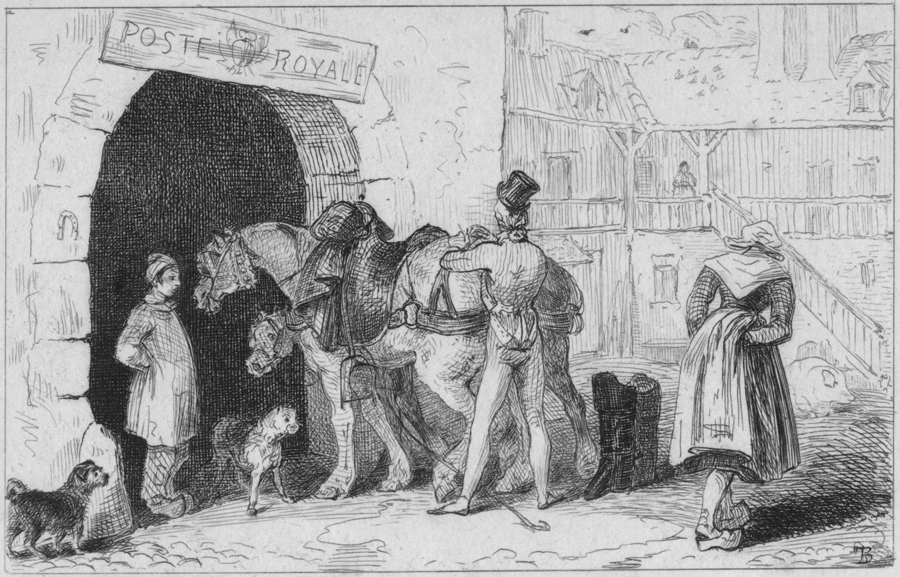 Et fransk posthus, slutningen af det 18.-begyndelsen af det 19. århundrede. af Unbekannt