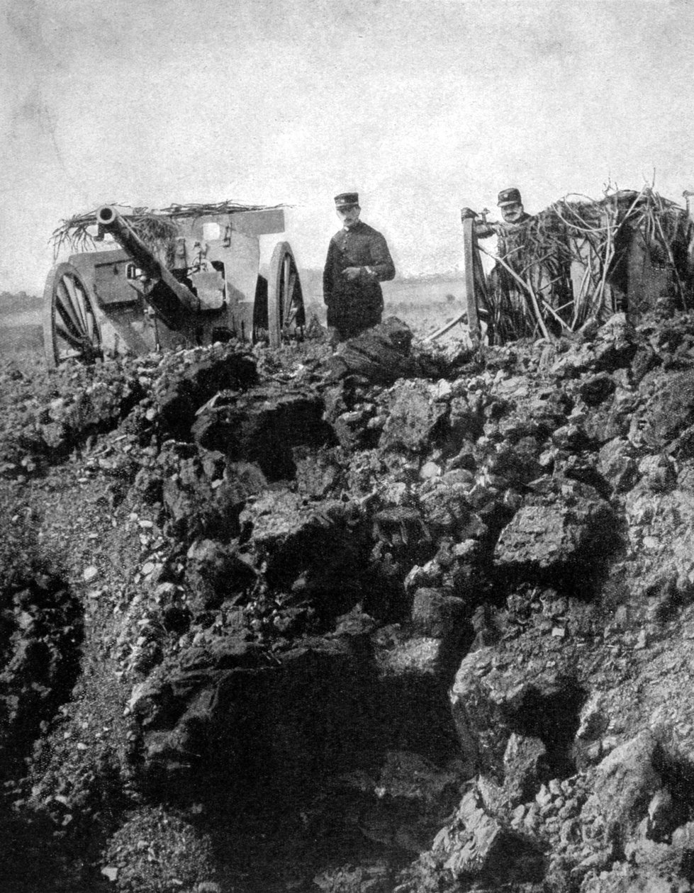 Et fransk batteri af 75. har en snæver flugt, Første Verdenskrig, 1915 af Unbekannt