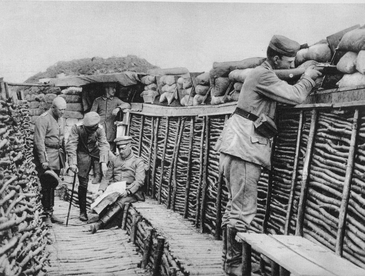 En tysk skyttegrav, Første Verdenskrig, 1915 af Unbekannt