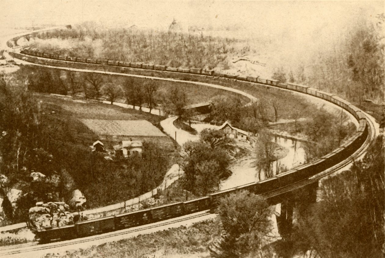 Et gigantisk godstog på 54 varevogne trukket af én motor, Chicago og North West Railway, 193 af Unbekannt