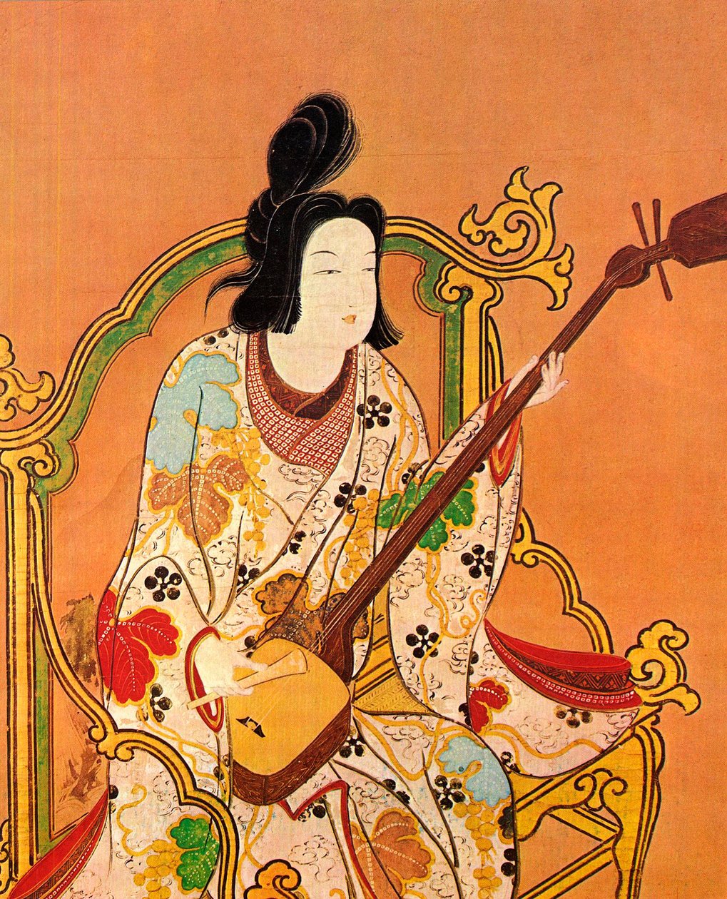 A Girl Playing a Shamisen, anden halvdel af det 17. århundrede. af Unbekannt