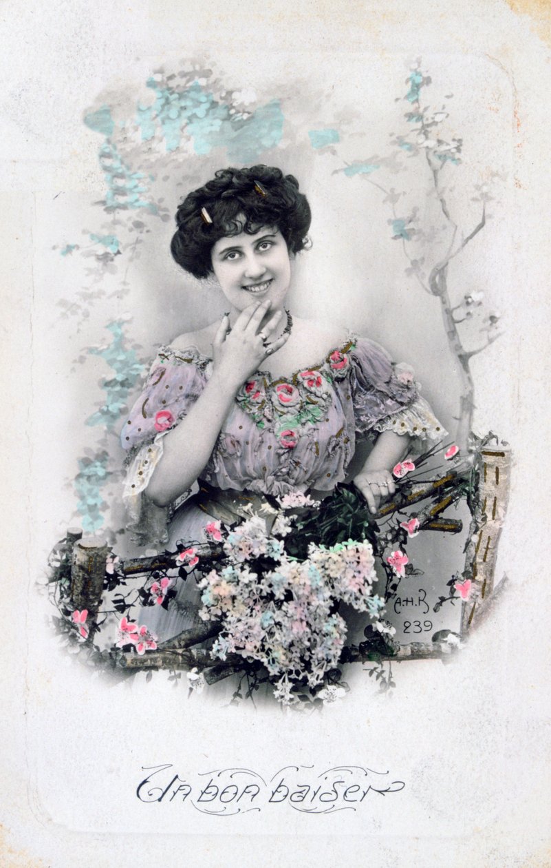 Et godt kys, fransk postkort, c1900 af Unbekannt