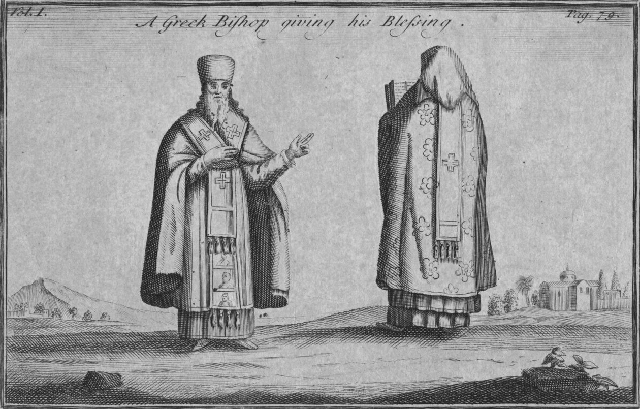 En græsk biskop giver sin velsignelse, c1761 af Unbekannt
