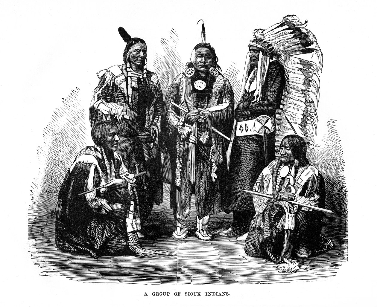En gruppe Sioux-indianere, 1872 af Unbekannt