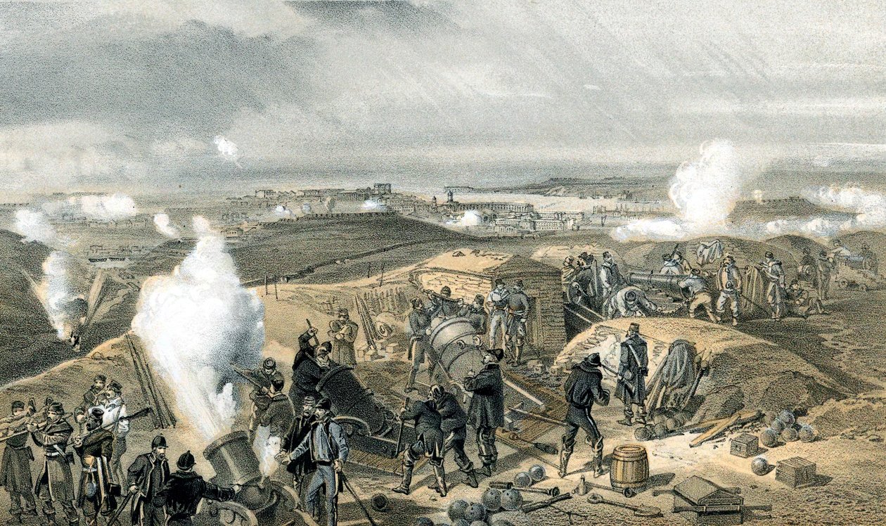 En varm dag i batterierne, Krimkrigen, 1853-1856 af Unbekannt