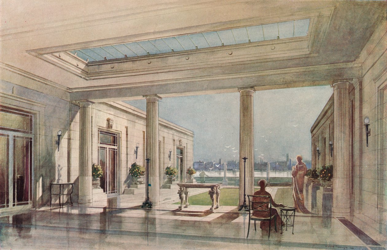 Et hus i Grosvenor Road, Westminster Thames Embankment. G. & A. Gilbert Scott, arkitekter, c19 af Unbekannt
