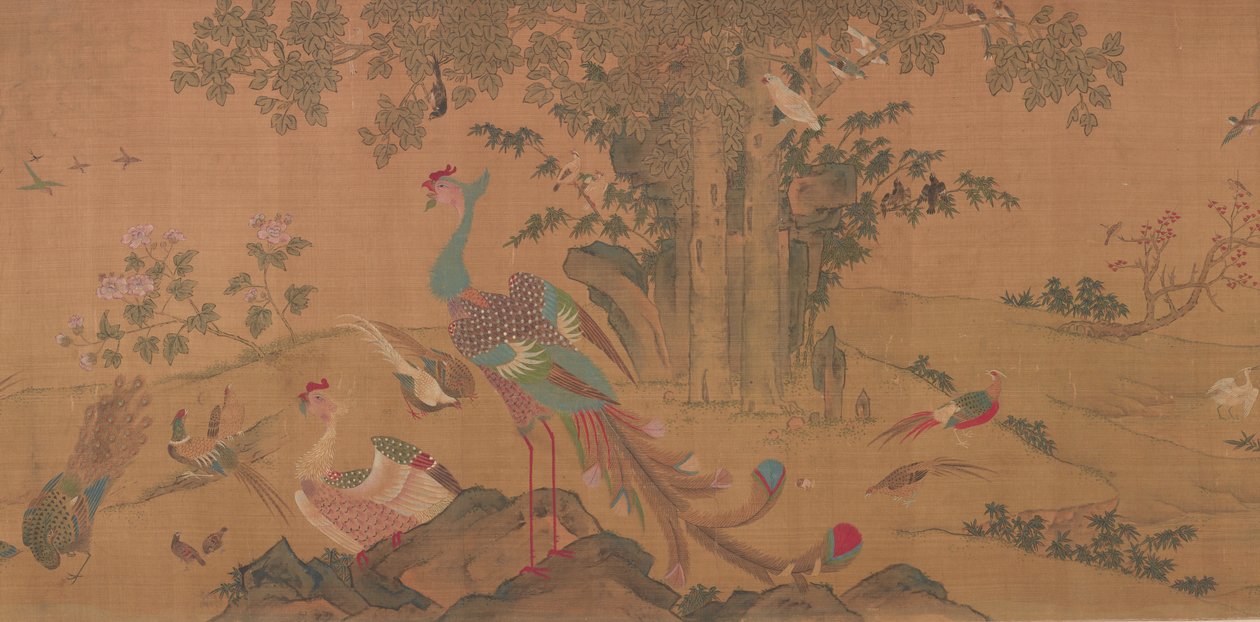 Hundrede fugle tilbeder Phoenixerne, Qing-dynastiet, 1700-tallet. af Unbekannt