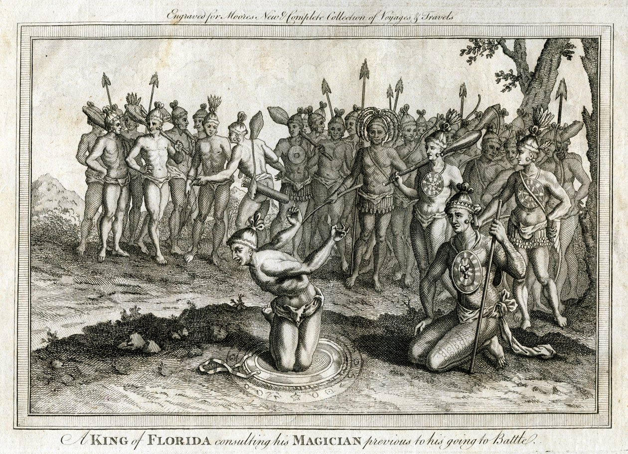 En konge af Florida konsulterede sin tryllekunstner før han tog til kamp, c1760 af Unbekannt