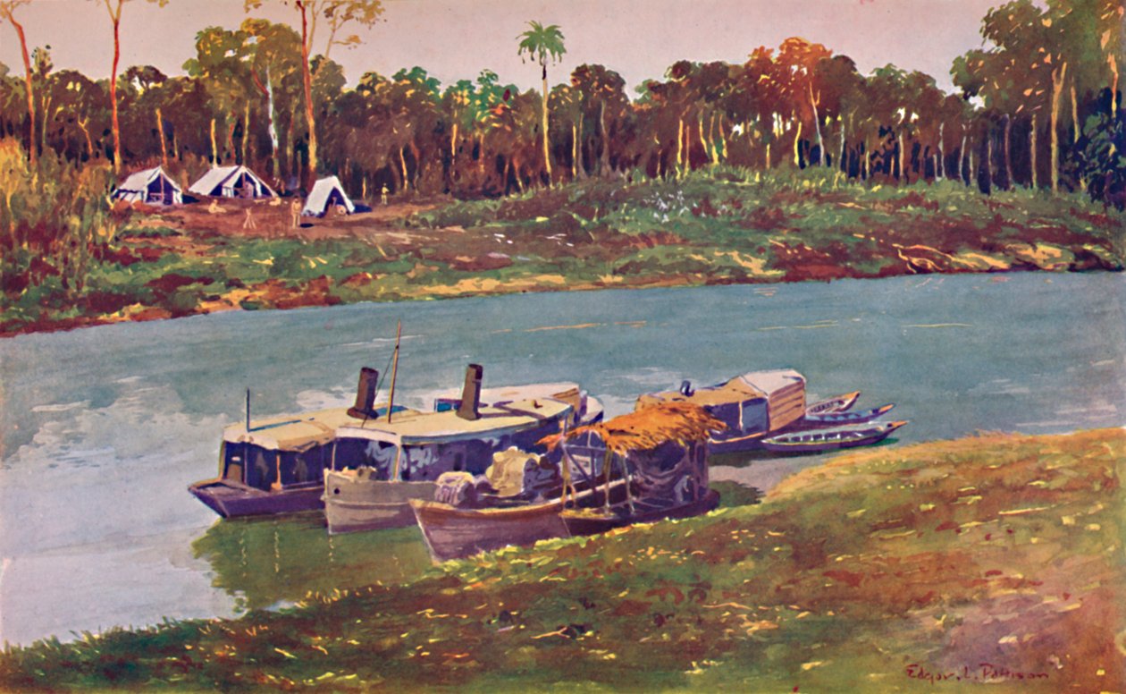 En militær lejr i en rækkevidde af den øvre Amazonas, tre tusinde miles fra havet, 1914 af Unbekannt
