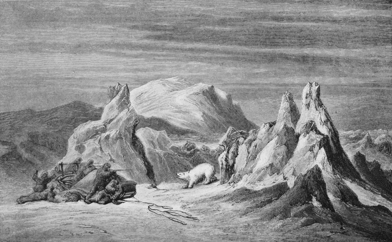 A Party from the Tegetthoff Encounters A Bear, c1876, 1928 af Unbekannt