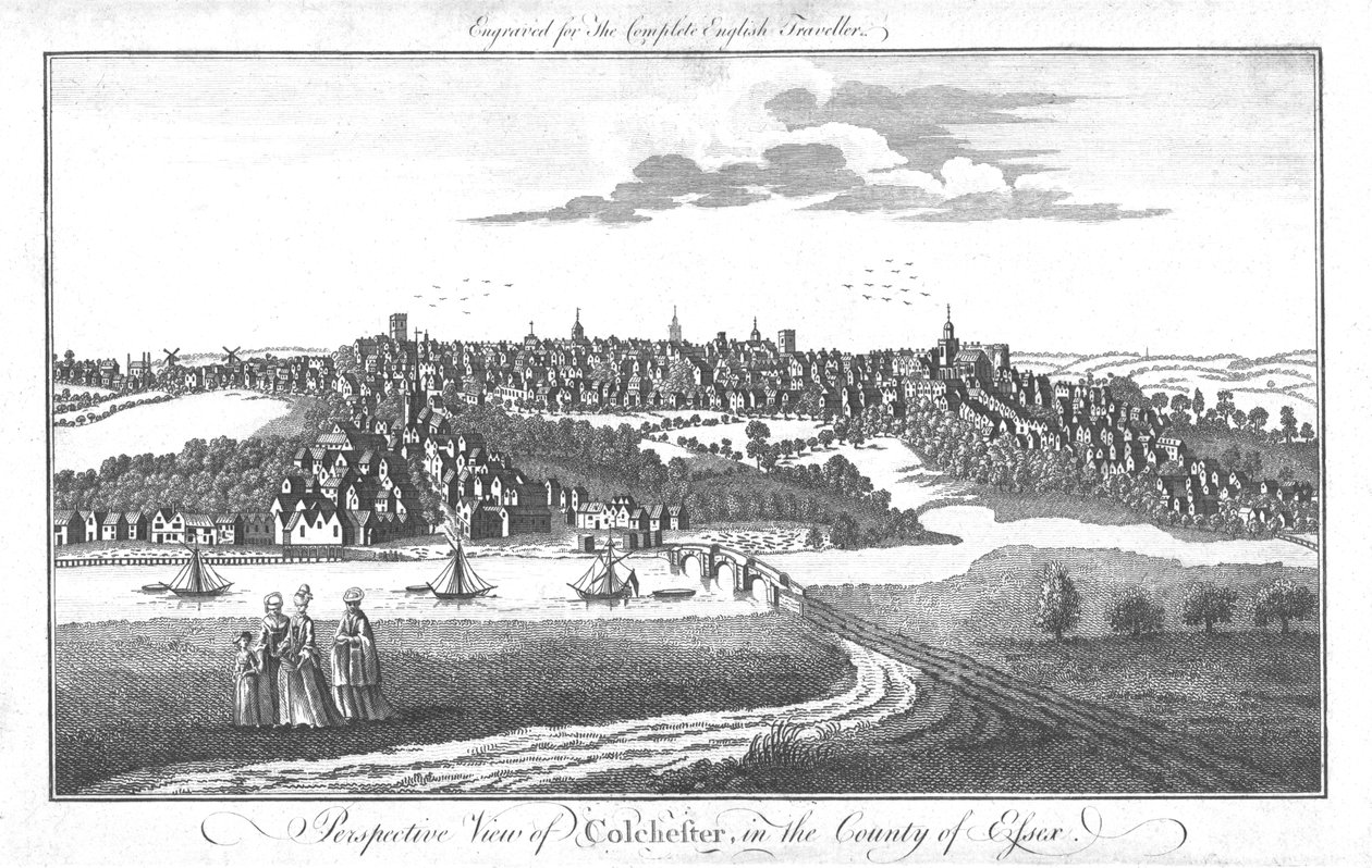 Et perspektivbillede af Colchester, i grevskabet Essex., c1742 af Unbekannt