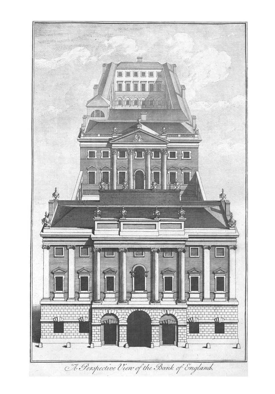 Et perspektivbillede af Bank of England., c1775 af Unbekannt