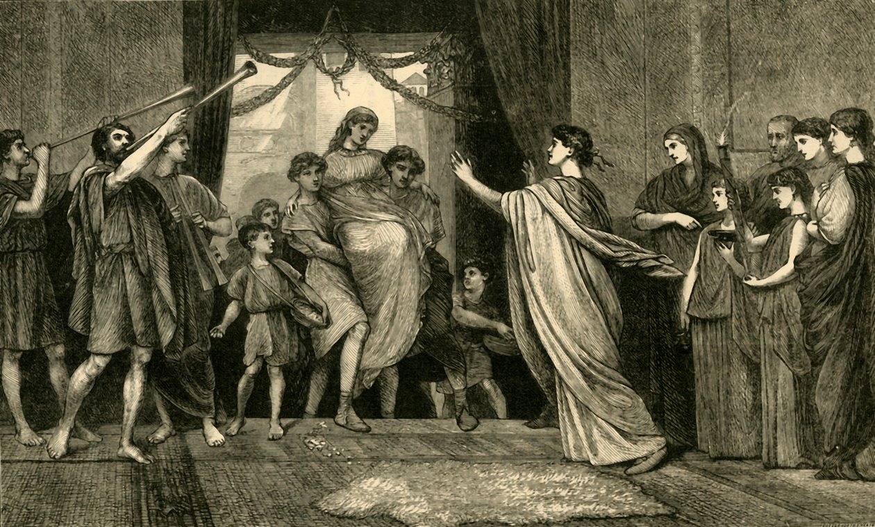 Et romersk bryllup. - Brudenes hjemkomst, 1881. af Unbekannt