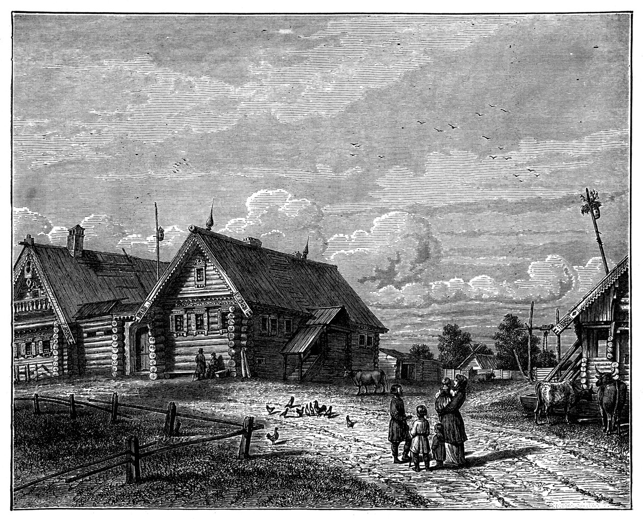 En russisk landsby i den sydlige landbrugszone, c1890 af Unbekannt