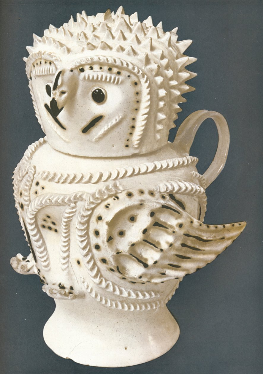En saltglasurugle brugt som kande, hovedet til en kop, c1730-c1755, 1913 af Unbekannt