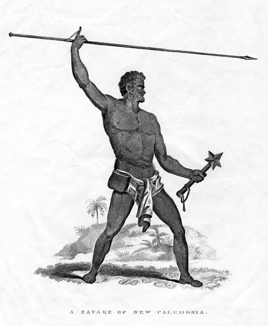 A Savage of New Caledonia, sydvestlige Stillehav, 1800-tallet af Unbekannt