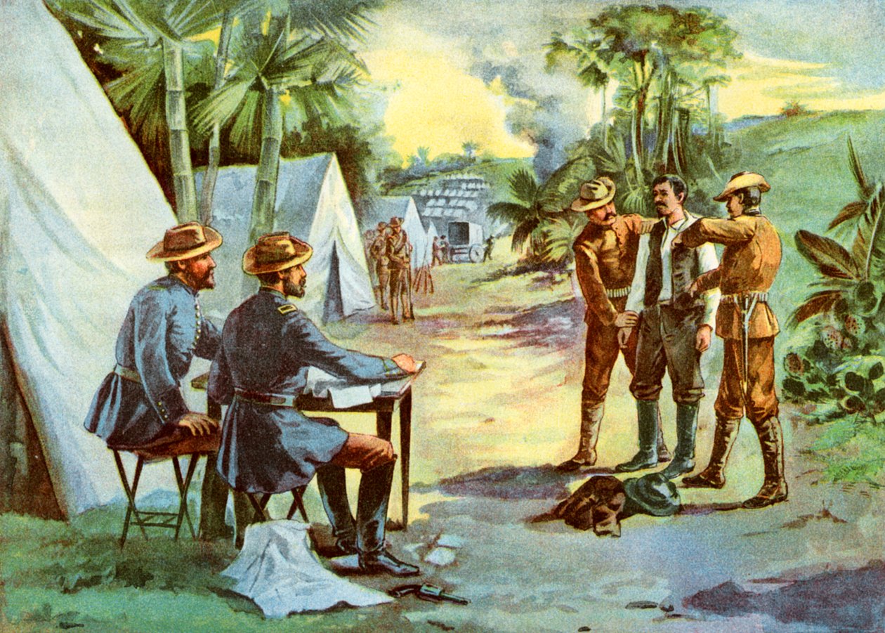 En spansk spion i lejren, spansk-amerikansk krig, 1898 af Unbekannt
