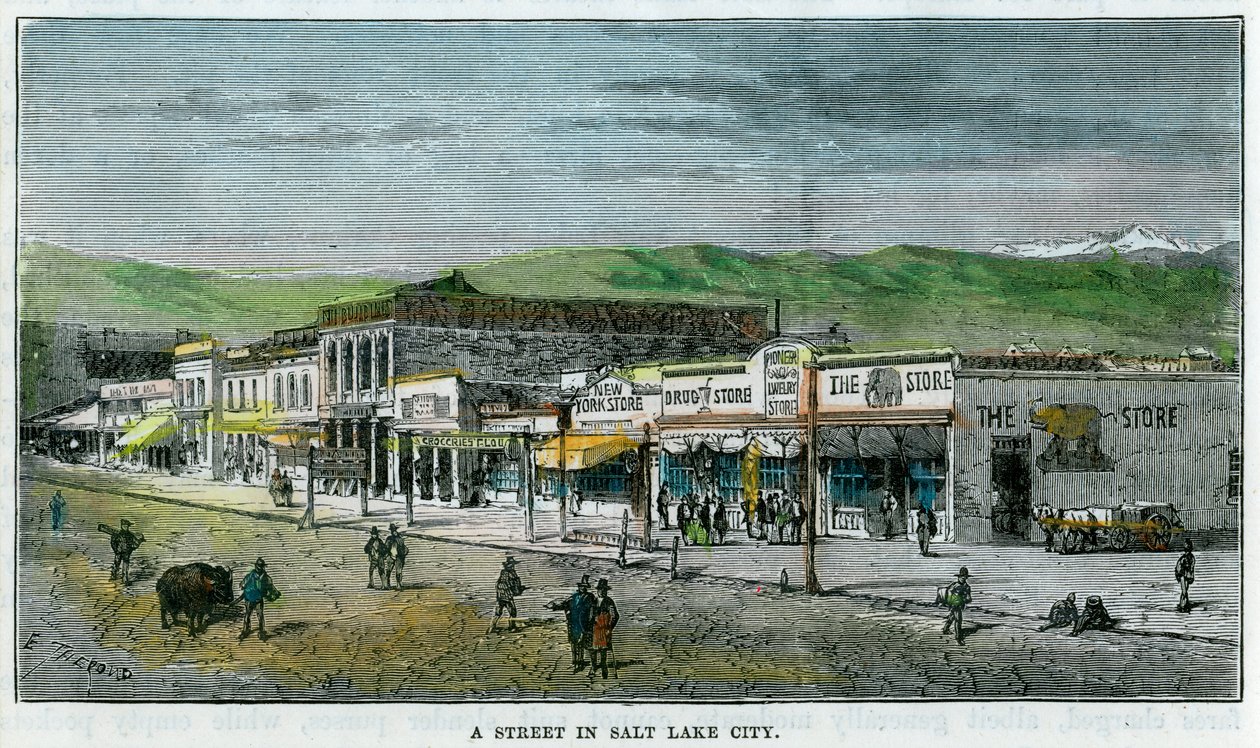En gade i Salt Lake City, Utah, USA, c1880 af Unbekannt