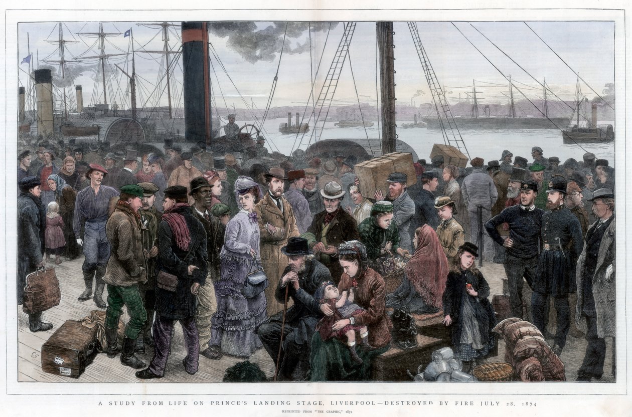 En undersøgelse fra livet på Princes Landing Stage, Liverpool - ødelagt af brand 28. juli 1874 af Unbekannt