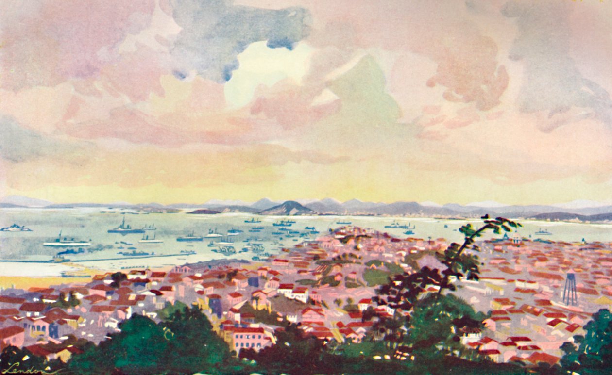 Udsigt over Rio og bugten, 1914. af Unbekannt