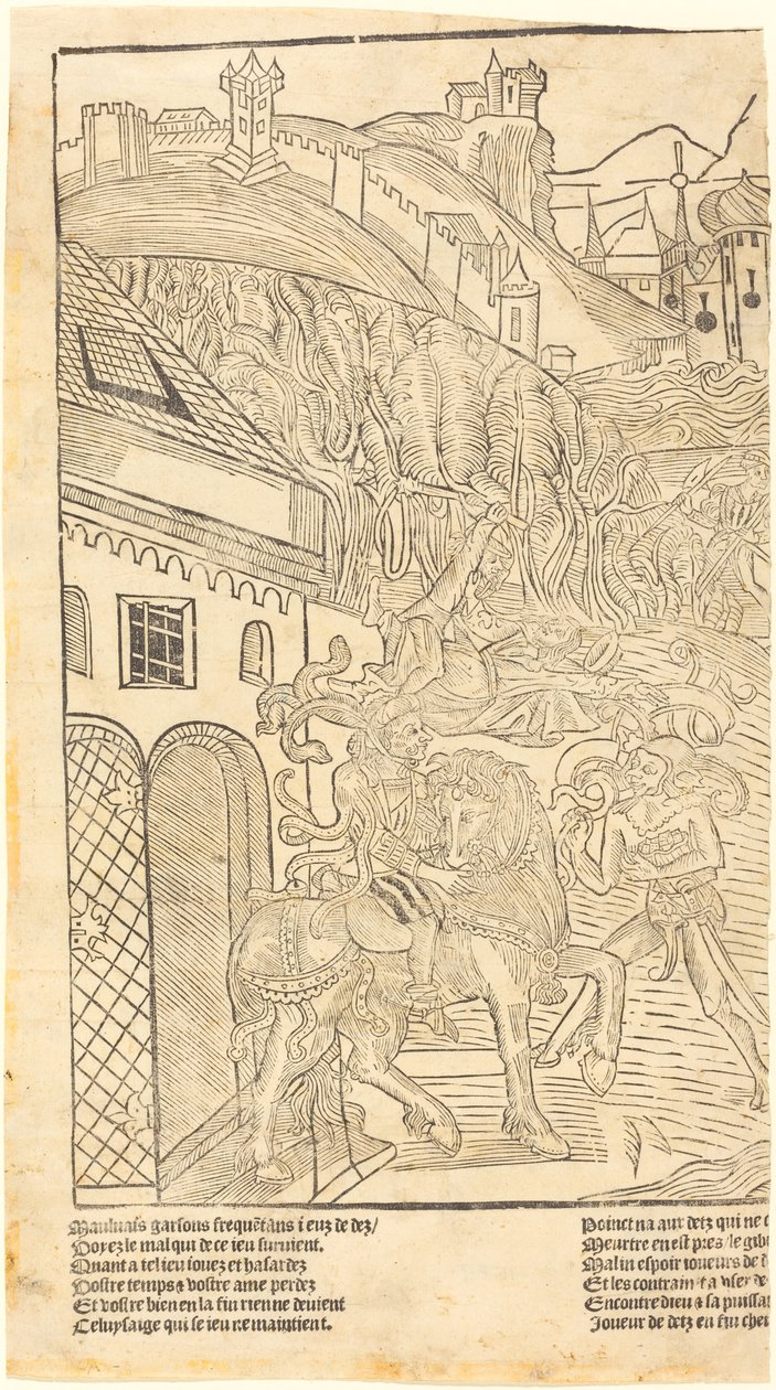 En advarsel mod at spille terninger, ca. 1500. af Unbekannt