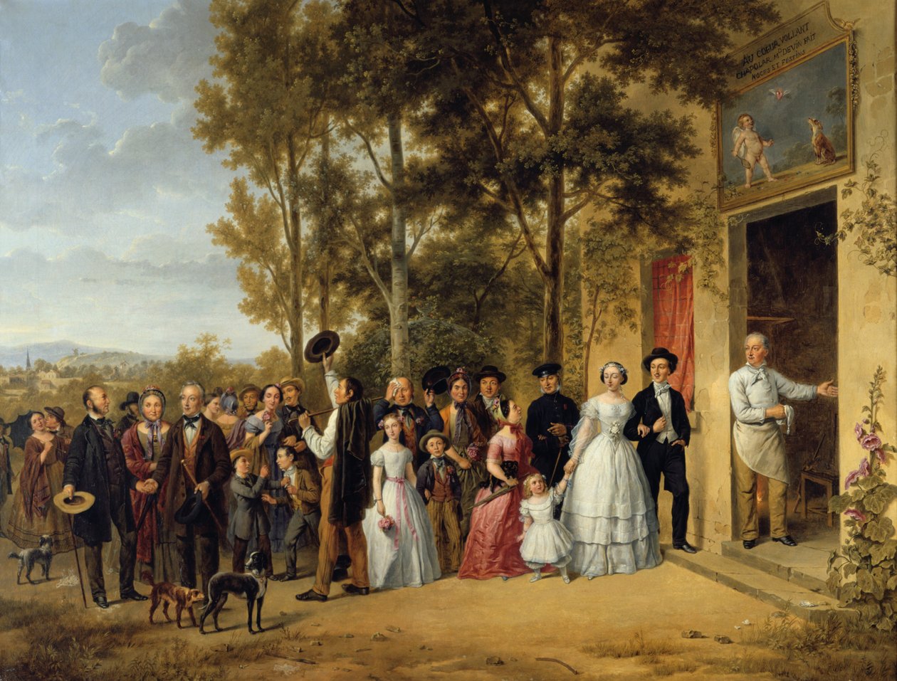 Et bryllup i Coeur Volant-kapellet i Marly omkring 1850 1800-tallet af Unbekannt