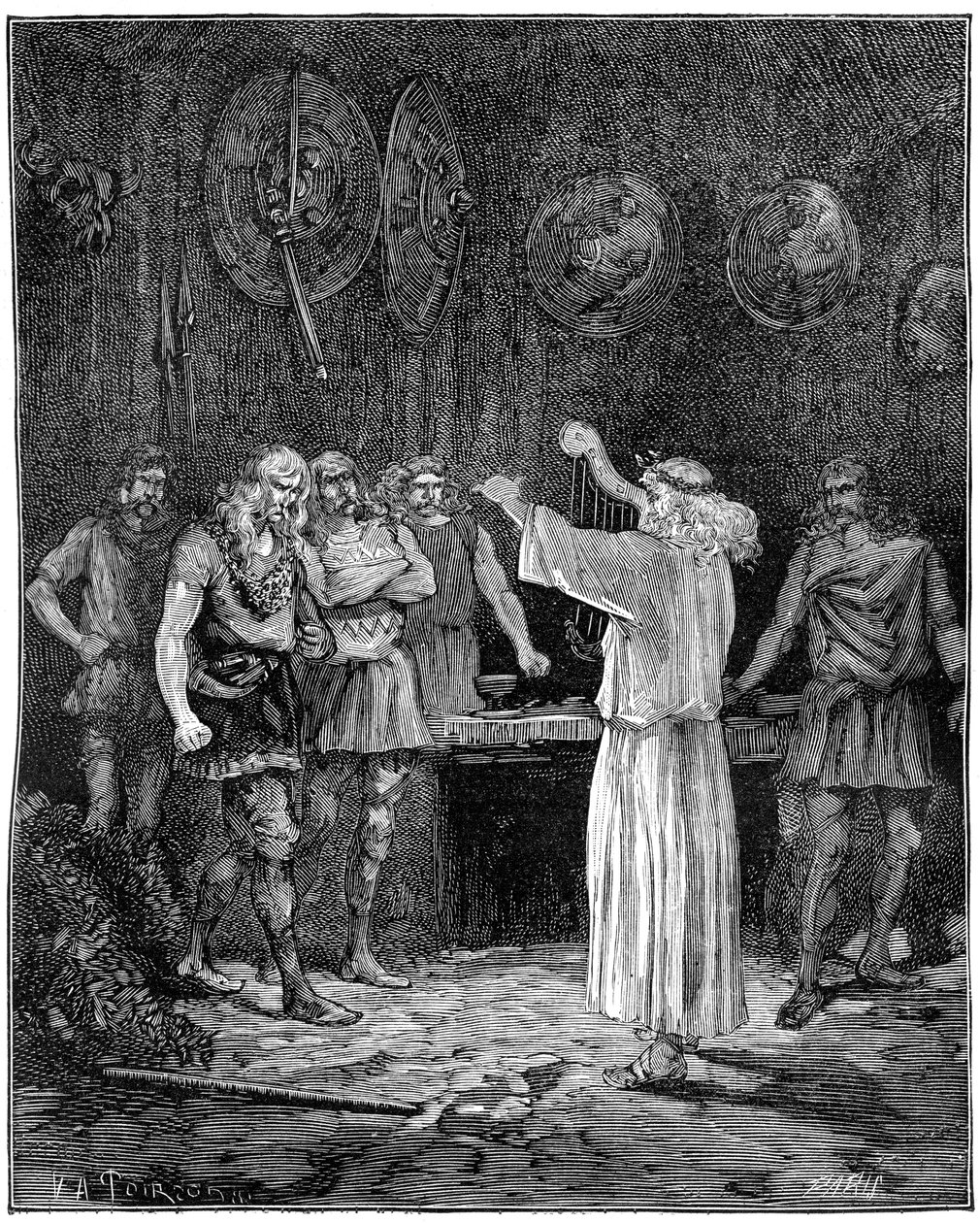 En bard, der reciterer familiens adelige traditioner, 1882-1884 af Unbekannt