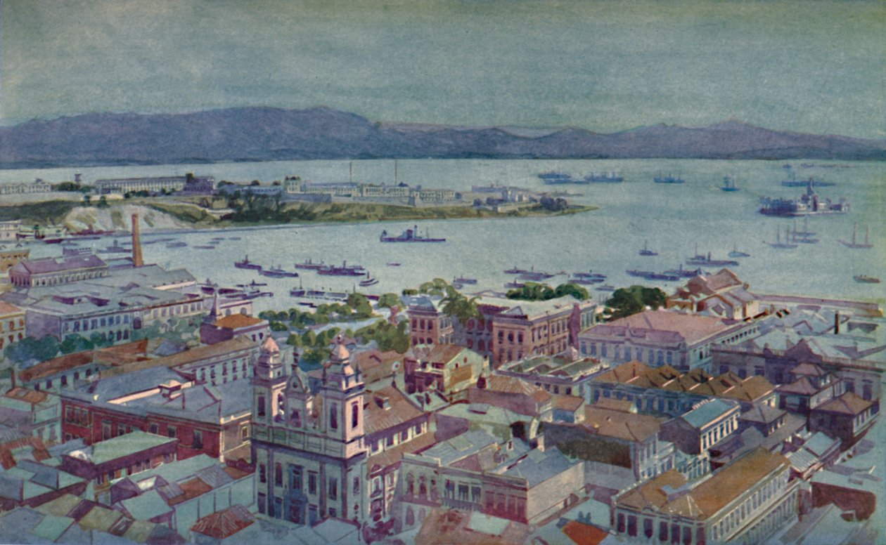 Lidt Rio med Ilha das Cobras og Ilha Fiscal, 1914 af Unbekannt