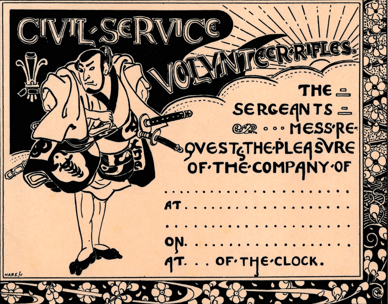 En tom invitation til en Civil Service Volunteer Rifles funktion, c1800-tallet af Unbekannt
