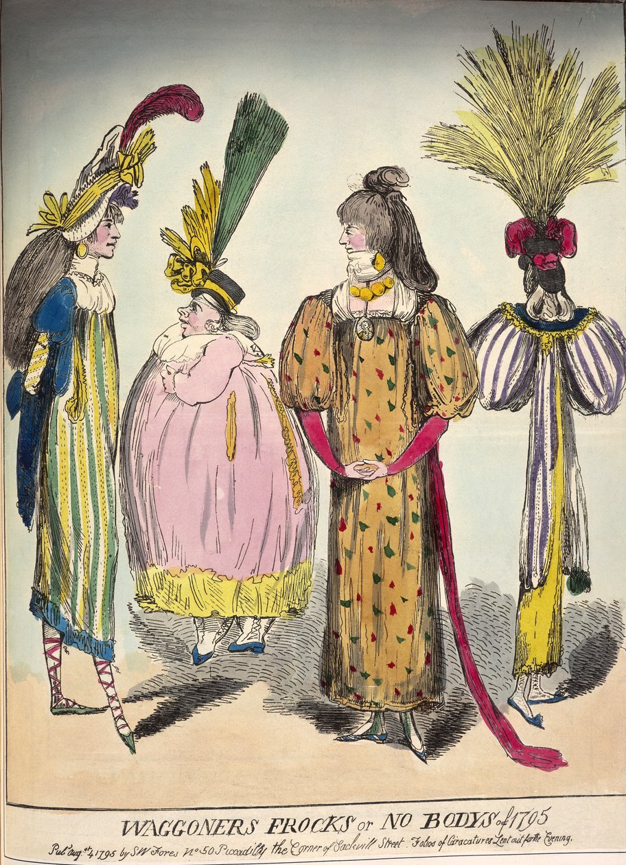 En karikatur af slutningen af det 18. århundredes mode, 1795 af Unbekannt