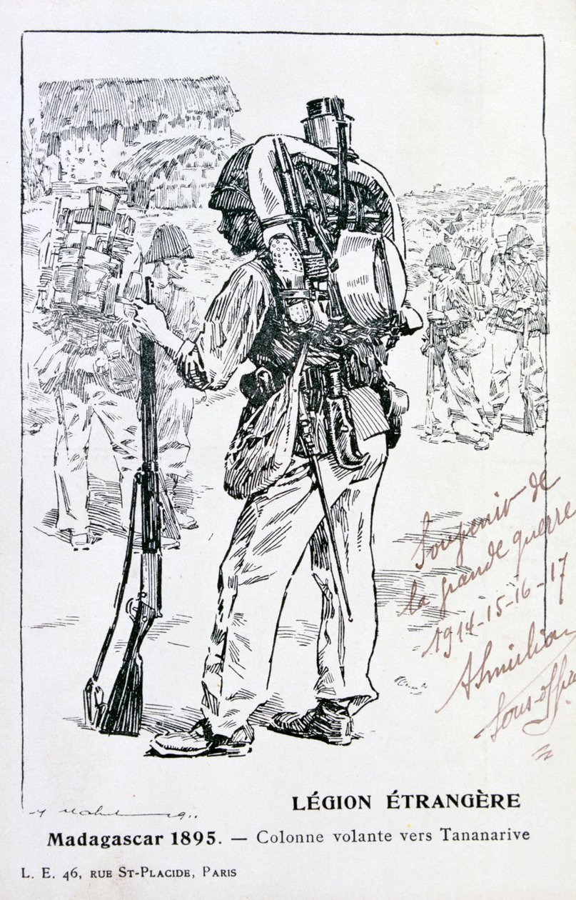 En kolonne af den franske fremmedlegion rykker frem mod Tananarive, Madagaskar, 1895 af Unbekannt