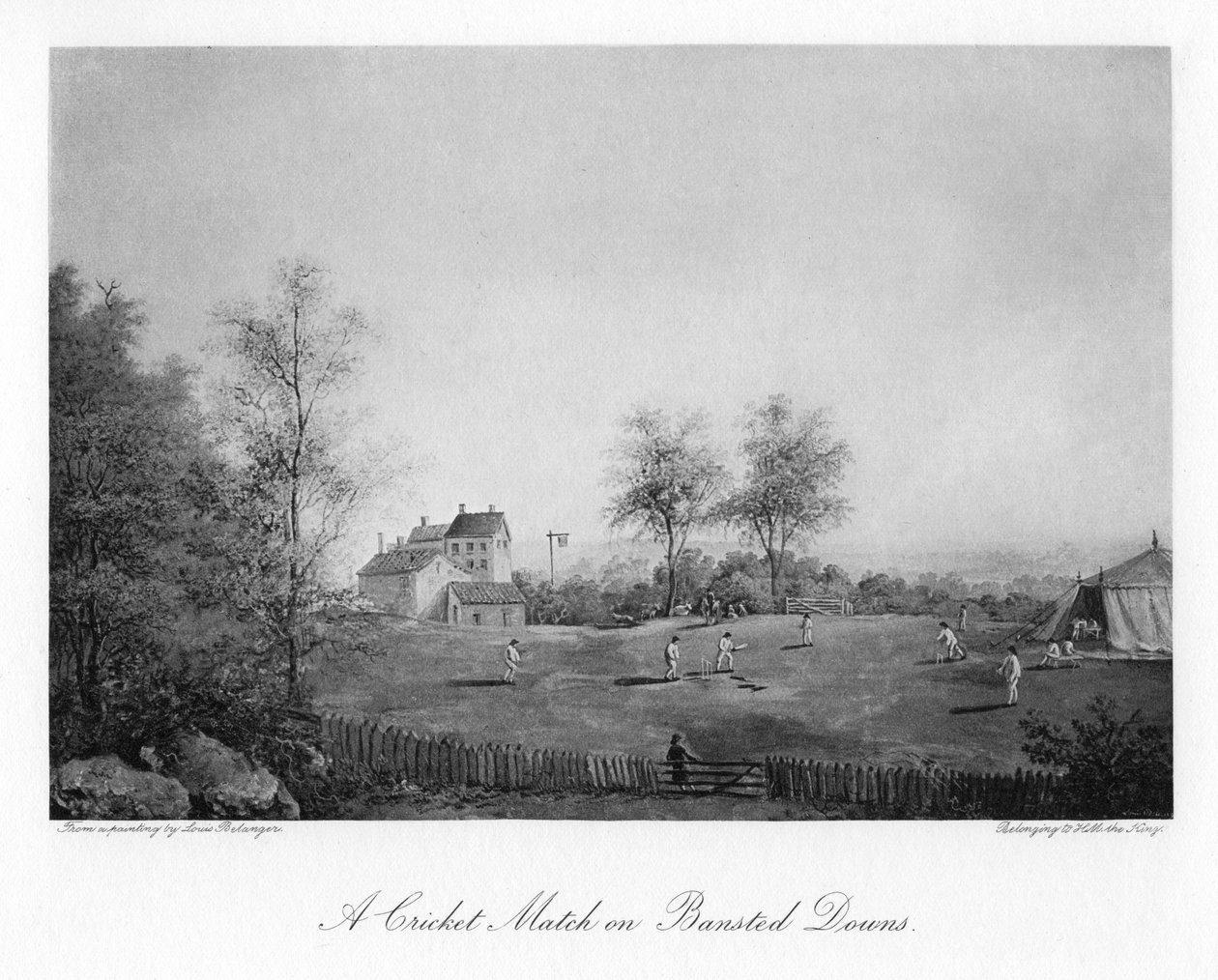 En cricketkamp på Banstead Downs, Surrey, 19. århundrede 1912 af Unbekannt