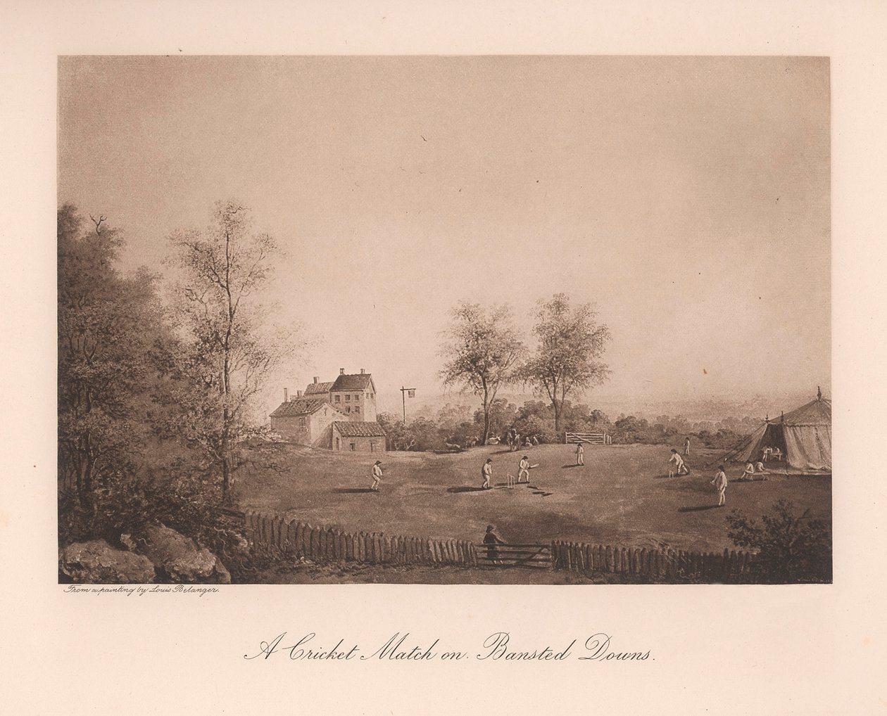 En cricketkamp på Banstead Downs, Surrey, 19. århundrede 1912 af Unbekannt