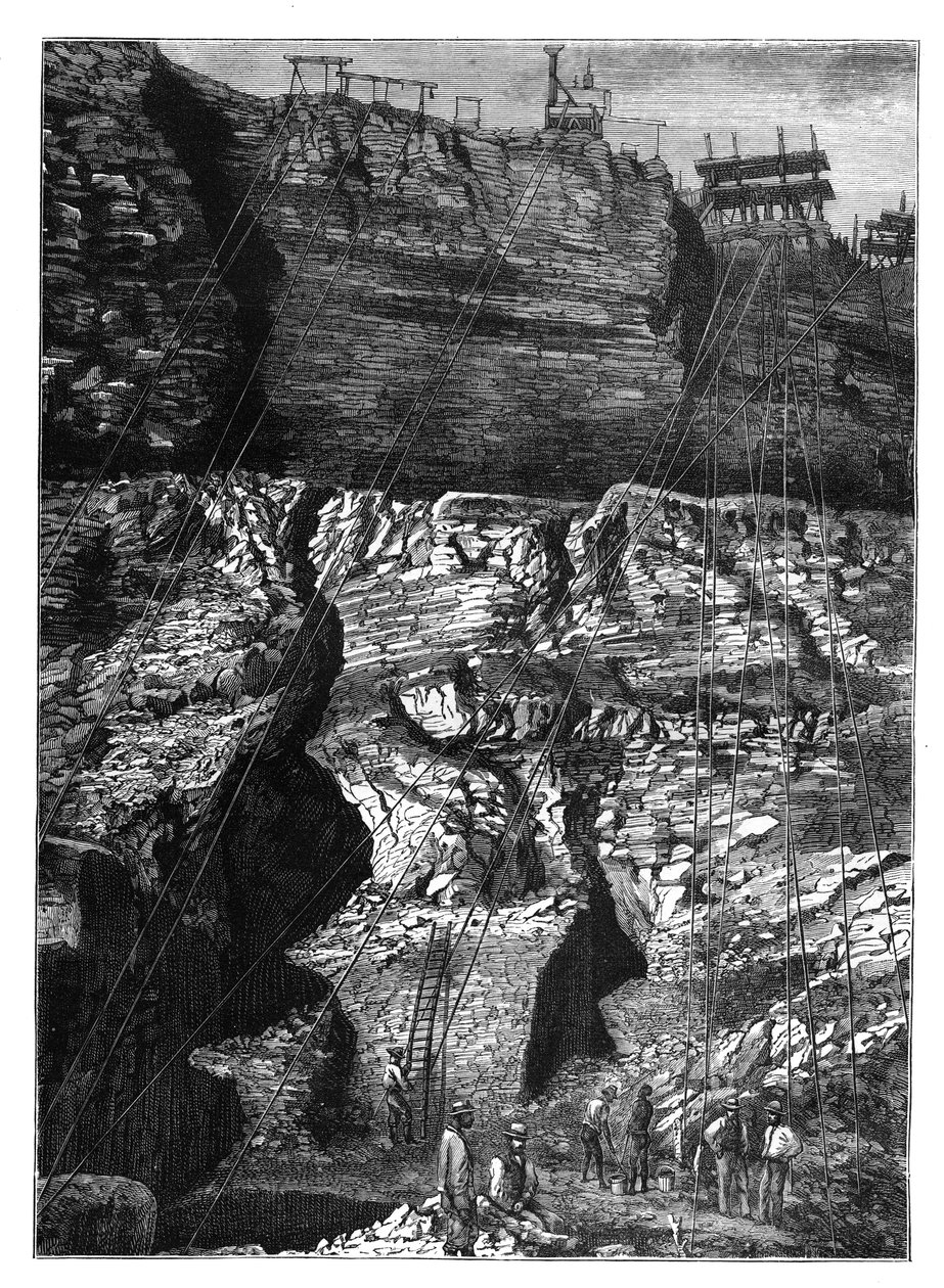 En diamantmine i Kimberley, Griqualand West, Northern Cape, Sydafrika, c1890 af Unbekannt