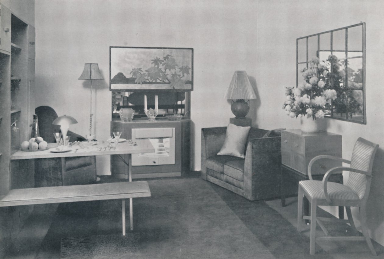En spise- og opholdsstue, 1942. af Unbekannt