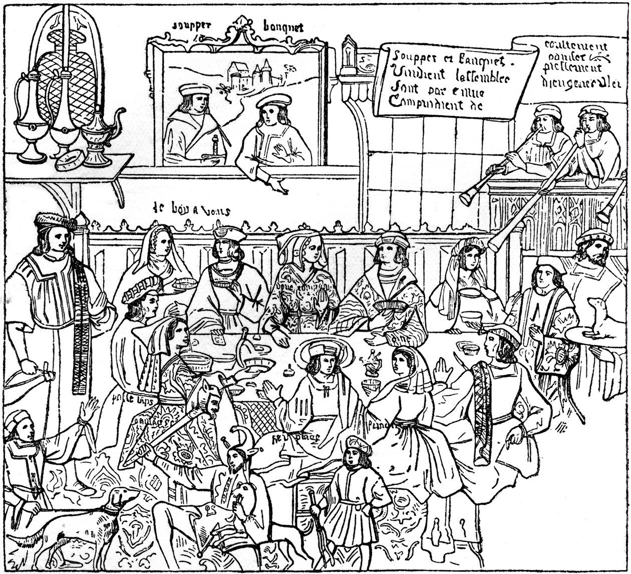 Et middagsselskab, slutningen af det 15. århundrede, 1910 af Unbekannt