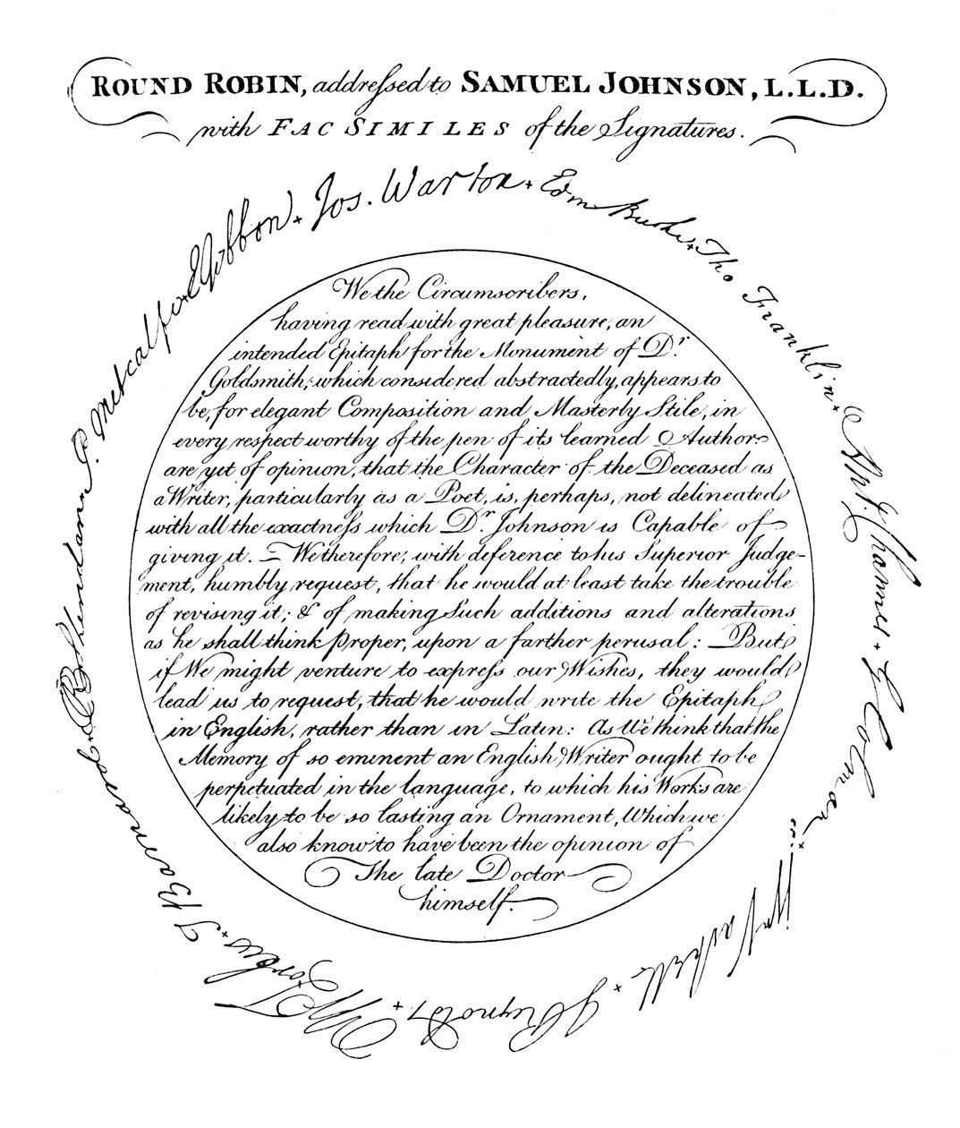 En faksimile af pladen i den første udgave af Boswells Life of Johnson, 1907 af Unbekannt