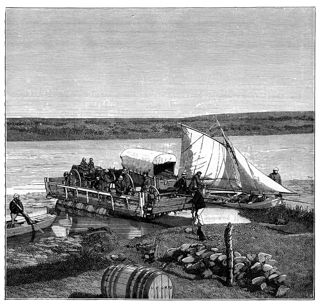 En færge på Vaal-floden, Transvaal, Sydafrika, c1890 af Unbekannt