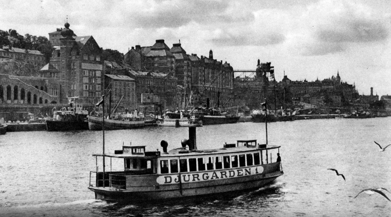 En færge på vej til øen Djurgarden, Stockholm, Sverige, c1923 af Unbekannt